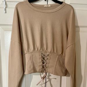 COPY - Zara Tan Sweater with Corset detail